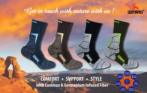 Men's Hiking Socks Work Boot Socks w/Anti-Odor-Blister Moisture Wicking Germanium & Coolmax All Season